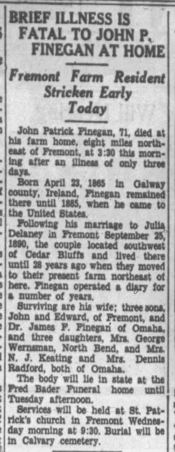 Clipping from Fremont Tribune